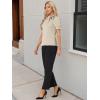 imageAllegra K Womens Bow Tie Neck Tops Elegant Office Short Sleeve BlouseLight Khaki