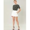 imageAllegra K Womens Floral Blouse Crew Neck Valentines Day Casual Shirred Short Sleeve TopBlack