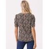 imageAllegra K Womens Floral Blouse Crew Neck Valentines Day Casual Shirred Short Sleeve TopBlack Red