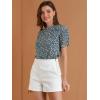 imageAllegra K Womens Floral Blouse Crew Neck Valentines Day Casual Shirred Short Sleeve TopBlue