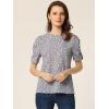 imageAllegra K Womens Floral Blouse Crew Neck Valentines Day Casual Shirred Short Sleeve TopLight Purple