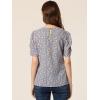 imageAllegra K Womens Floral Blouse Crew Neck Valentines Day Casual Shirred Short Sleeve TopLight Purple