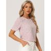imageAllegra K Womens Floral Blouse Crew Neck Valentines Day Casual Shirred Short Sleeve TopPink Floral