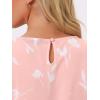 imageAllegra K Womens Floral Blouse Crew Neck Valentines Day Casual Shirred Short Sleeve TopPink White