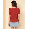imageAllegra K Womens Floral Blouse Crew Neck Valentines Day Casual Shirred Short Sleeve TopRed
