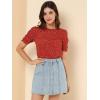 imageAllegra K Womens Floral Blouse Crew Neck Valentines Day Casual Shirred Short Sleeve TopRed