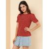 imageAllegra K Womens Floral Blouse Crew Neck Valentines Day Casual Shirred Short Sleeve TopRed