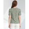 imageAllegra K Womens Floral Blouse Crew Neck Valentines Day Casual Shirred Short Sleeve TopTeal