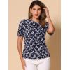 imageAllegra K Womens Floral Blouse Crew Neck Valentines Day Casual Shirred Short Sleeve TopWhite Floral