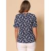 imageAllegra K Womens Floral Blouse Crew Neck Valentines Day Casual Shirred Short Sleeve TopWhite Floral