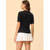 imageAllegra K Womens Gingham Button Up Shirt Blouse Short Sleeve Peter Pan Collar TopsBlack