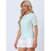 imageAllegra K Womens Gingham Button Up Shirt Blouse Short Sleeve Peter Pan Collar TopsBlue