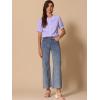 imageAllegra K Womens Gingham Button Up Shirt Blouse Short Sleeve Peter Pan Collar TopsLight Purple
