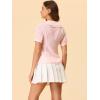 imageAllegra K Womens Gingham Button Up Shirt Blouse Short Sleeve Peter Pan Collar TopsPink