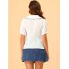 imageAllegra K Womens Gingham Button Up Shirt Blouse Short Sleeve Peter Pan Collar TopsWhite