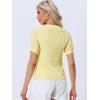 imageAllegra K Womens Gingham Button Up Shirt Blouse Short Sleeve Peter Pan Collar TopsYellow