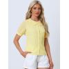 imageAllegra K Womens Gingham Button Up Shirt Blouse Short Sleeve Peter Pan Collar TopsYellow