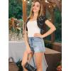 imageAllegra K Womens Lace Cardigan Open Front Elegant Short Sleeve Sheer Floral Cropped Bolero Lace Shrug TopBlack
