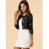 imageAllegra K Womens Lace Cardigan Open Front Lace Shrug Elegant Sheer Floral Cropped Bolero Lace TopsBlack