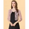 imageAllegra K Womens Lace Cardigan Open Front Lace Shrug Elegant Sheer Floral Cropped Bolero Lace TopsGrey Pink