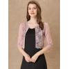 imageAllegra K Womens Lace Cardigan Open Front Lace Shrug Elegant Sheer Floral Cropped Bolero Lace TopsGrey Pink