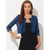 imageAllegra K Womens Lace Cardigan Open Front Lace Shrug Elegant Sheer Floral Cropped Bolero Lace TopsNavy Blue