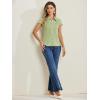 imageAllegra K Womens Vintage Polka Dots Shirt Retro Short Sleeve Button Up TopsGreen