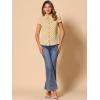 imageAllegra K Womens Vintage Polka Dots Shirt Retro Short Sleeve Button Up TopsYellow Khaki