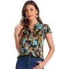 imageAllegra K Satin Work Blouses for Womens Floral Vintage Cap Sleeve Business Casual BlouseBlack