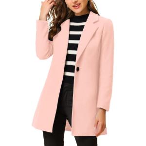 imageAllegra K Womens Winter Overcoat Notched Lapel One Buttoned MidLength Long CoatPink