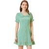 imageAllegra K Womens Gingham Checks Ruffled Peter Pan Collar Cute Mini DressBlue Yellow