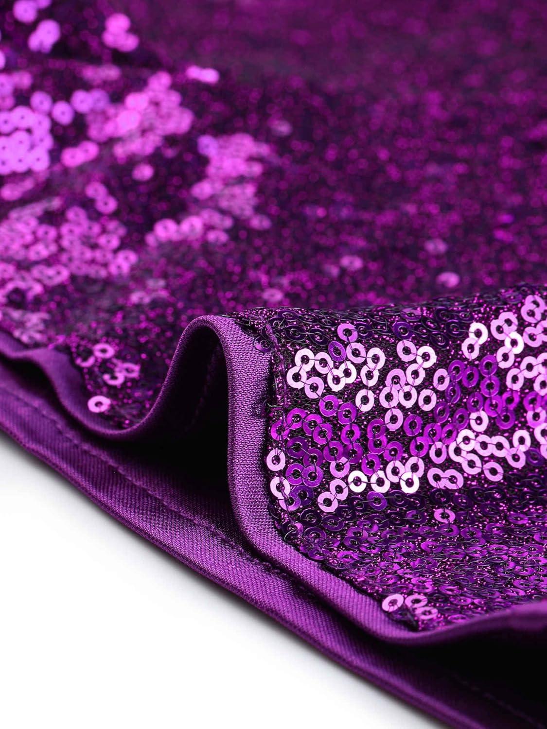 imageAllegra K Sequin Shorts for Women High Waist Party Night Out Concert Outfit Sparkly Mini ShortsPurple