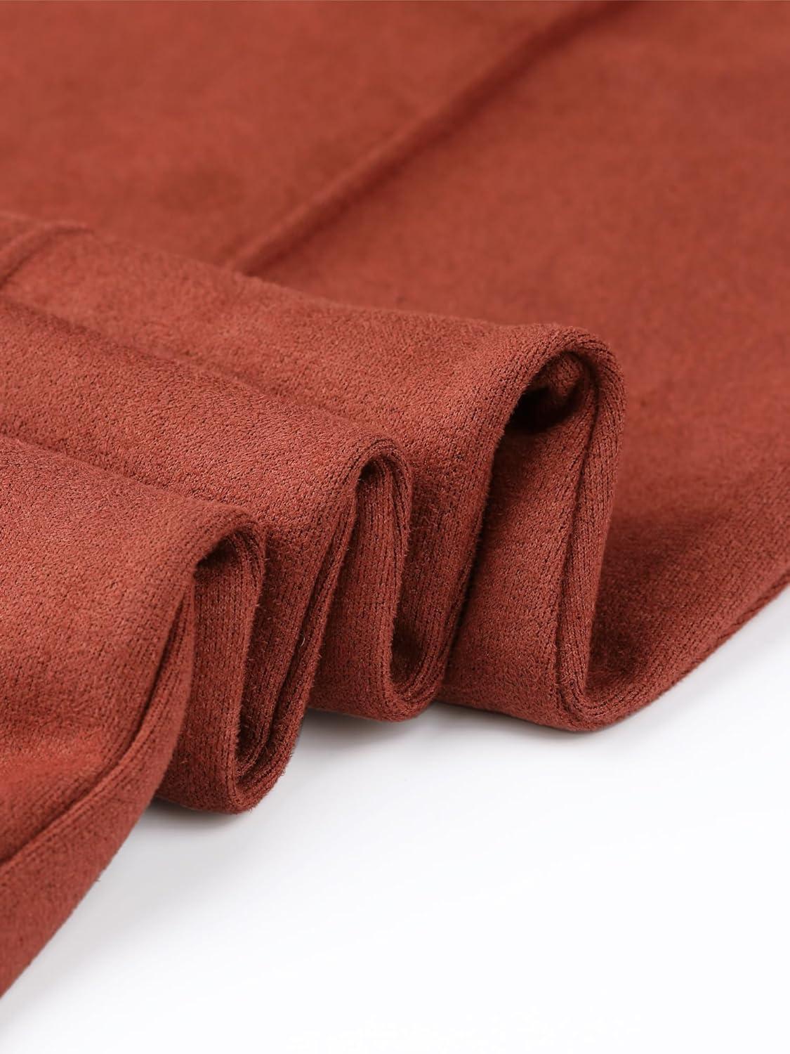 imageAllegra K Womens Faux Suede Leggings High Waisted Stretch Casual Faux Leather Pants for WomenBrown Red