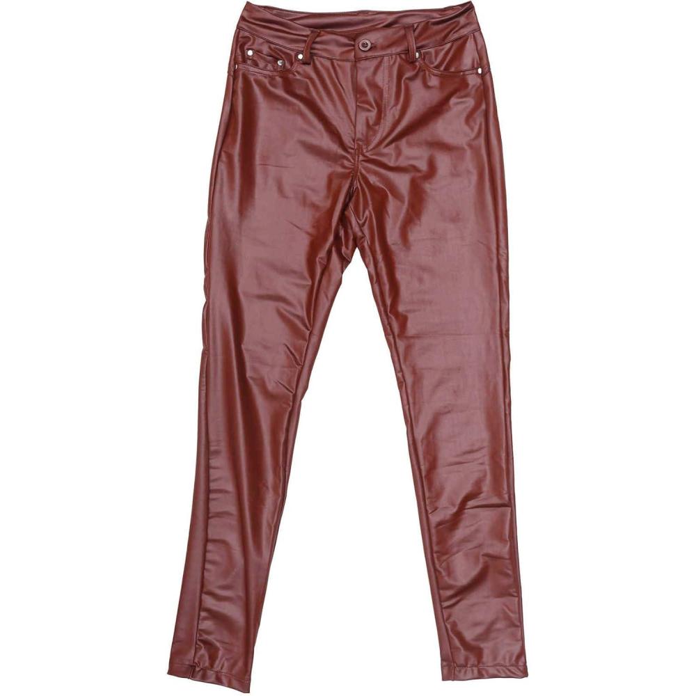 imageAllegra K Faux Leather Pants for Womens High Waist Stretch Slim Fit Motorcycle Legging PantsBrown