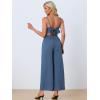 imageAllegra K Linen Jumpsuits for Womens Casual Spaghetti Strap Sleeveless Wide Legs RompersDark Blue