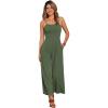 imageAllegra K Linen Jumpsuits for Womens Casual Spaghetti Strap Sleeveless Wide Legs RompersArmy Green