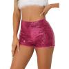 imageAllegra K Sequin Shorts for Women High Waist Party Night Out Concert Outfit Sparkly Mini ShortsHot Pink