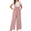 imageAllegra K Womens Wide Leg Overalls Loose Fit Belted High Waist Suspenders JumpsuitsPink
