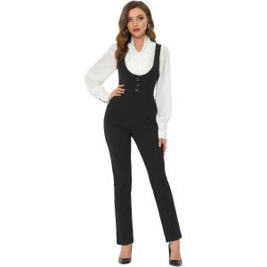 imageAllegra K Womens One Piece Long Playsuits U Neck Casual Office Business Overalls Jumpsuit XLarge Black