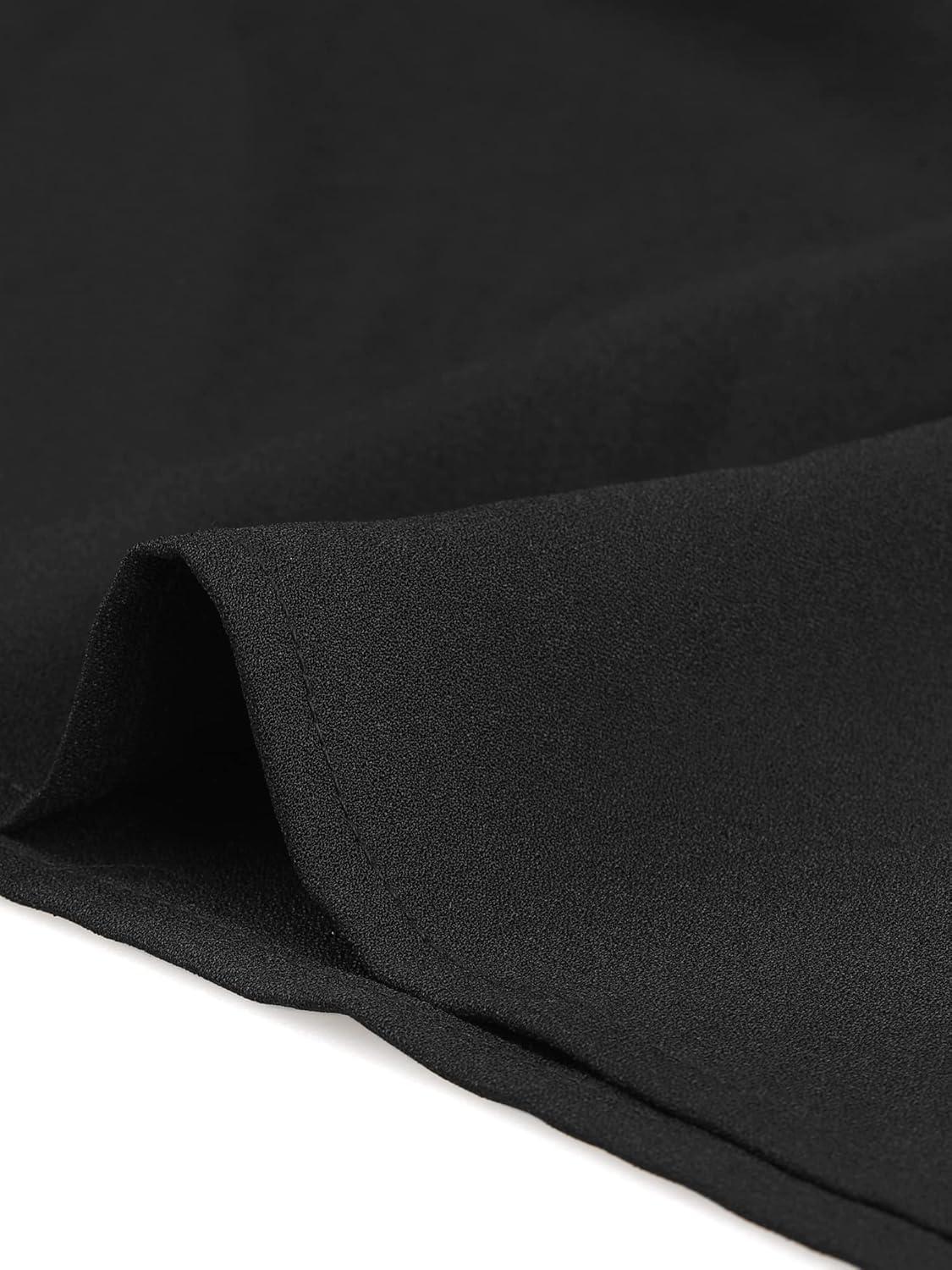 imageAllegra K Chiffon Blouse for Womens V Neck Long Sleeve Business Causal ShirtBlack