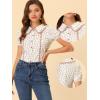 imageAllegra K Button Down Tops for Womens 1950s Peter Pan Collar Floral BlouseWhite Red
