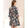 imageAllegra K Floral Dress for Womens 34 Bell Sleeve Aline Belted Elegant Office Dress