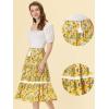 imageAllegra K Floral Skirt for Womens Tropical Lace Insert Elastic Drawstring Midi Tiered Vintage SkirtsYellow