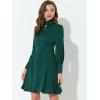 imageAllegra K Polka Dots Dress for Womens Keyhole Long Sleeve Aline DressesDark Green