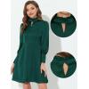 imageAllegra K Polka Dots Dress for Womens Keyhole Long Sleeve Aline DressesDark Green