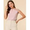 imageAllegra K Womens 2023 Summer Keyhole Neck Ruffle Mesh Sheer Lace Panel Elegant Blouse TopPink