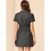 imageAllegra K Womens Chambray Collared V Neck ALine Shirt Denim Dress with PocketsBlack