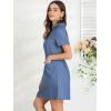 imageAllegra K Womens Chambray Collared V Neck ALine Shirt Denim Dress with PocketsDenim Blue