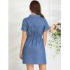 imageAllegra K Womens Chambray Collared V Neck ALine Shirt Denim Dress with PocketsDenim Blue