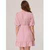 imageAllegra K Womens Chiffon Dress Puff Short Sleeve Ruffled Hem ALine Mini DressesDusty Pink